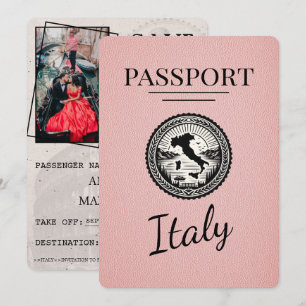 Save The Date Passeport d'Italie rose