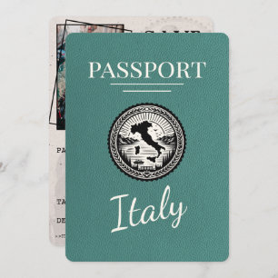 Save The Date Passeport d'Italie Turquoise