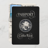 Save The Date Passeport du Costa Rica noir (Devant / Derrière)