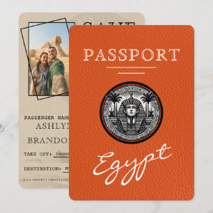 Save The Date Passeport Égypte Mariage Orange Sauvegarder la Dat