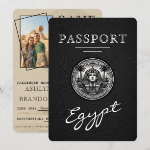 Save The Date Passeport Égyptien Noir Mariage Date à Sauvegarder