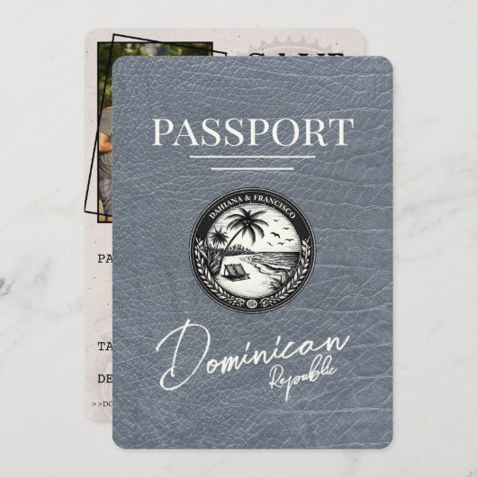 Save The Date Passeport En Argent République Dominicaine Enregis (Devant / Derrière)
