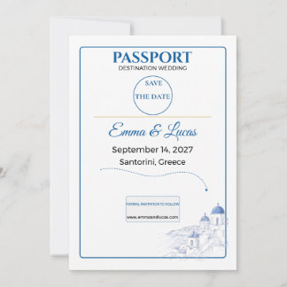 Save The Date Passeport Enregistrez la Date de Mariage à Santori