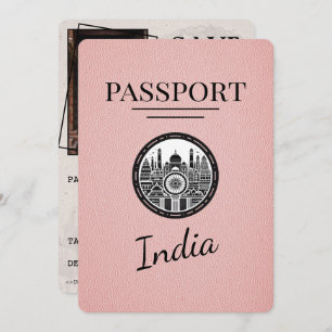 Save The Date Passeport Inde Rose Enregistrer La Date