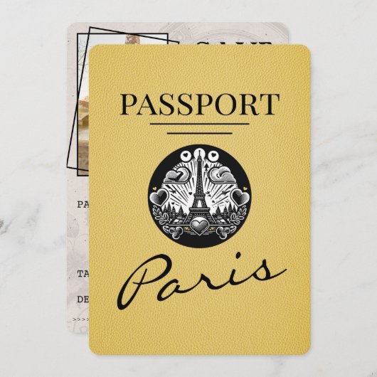 Save The Date Passeport jaune de Paris, Sauvegarder la date (Devant / Derrière)