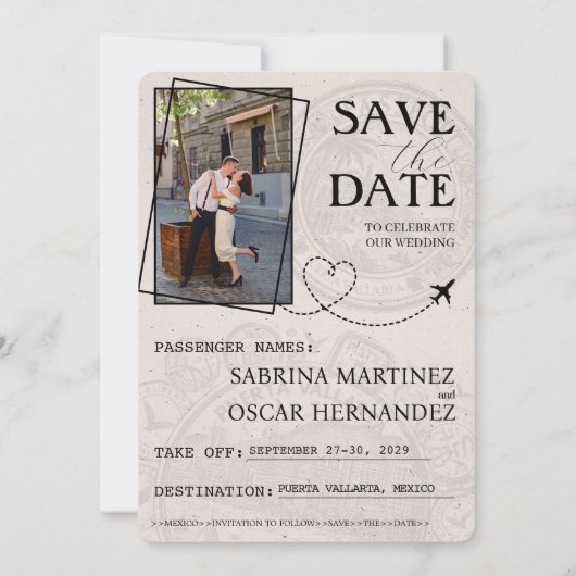 Save The Date Passeport Jaune Puerta Vallarta Enregistrer La Dat (Dos)