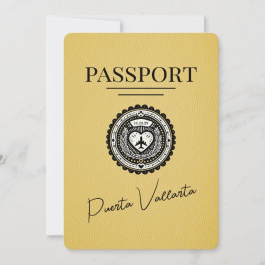 Save The Date Passeport Jaune Puerta Vallarta Enregistrer La Dat (Devant)