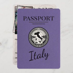 Save The Date Passeport Lilac Purple Italie