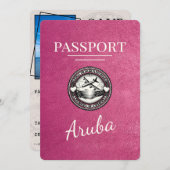 Save The Date Passeport Magenta Pink Aruba Enregistrer La Date (Devant / Derrière)