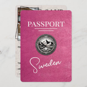 Save The Date Passeport Magenta Pink Suède Enregistrer La Date