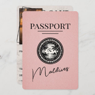 Save The Date Passeport Maldives Rose Enregistrer La Date