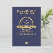 Save The Date Passeport Mariage de Destination Monogramme  (Debout devant)