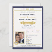Save The Date Passeport Mariage de Destination Monogramme  (Dos)