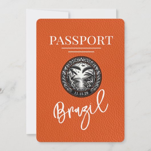 Save The Date Passeport Orange Brésil Enregistrer La Date (Devant)