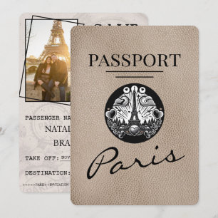 Save The Date Passeport Paris Beige Enregistrer La Date