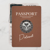 Save The Date Passeport Pologne Brown Enregistrer La Date (Devant / Derrière)