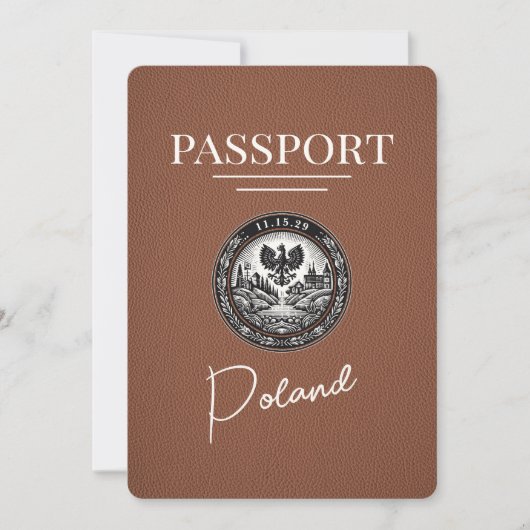 Save The Date Passeport Pologne Brown Enregistrer La Date (Devant)