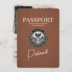 Save The Date Passeport Pologne Brown Enregistrer La Date