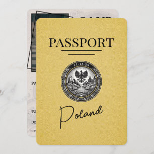 Save The Date Passeport Pologne Jaune Enregistrer La Date
