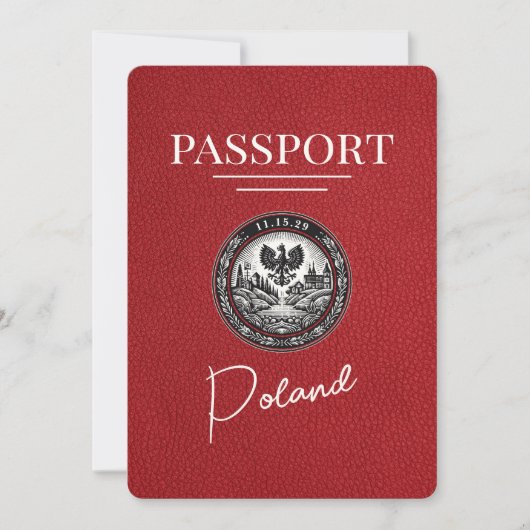 Save The Date Passeport Pologne Rouge Enregistrer La Date (Devant)