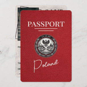 Save The Date Passeport Pologne Rouge Enregistrer La Date