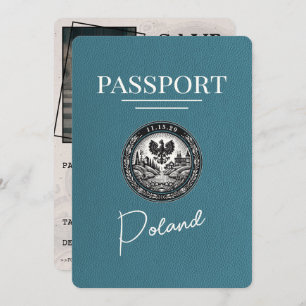 Save The Date Passeport Pologne turquoise Enregistrer La Date