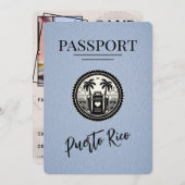 Save The Date Passeport Porto Rico bleu Dusty (Devant / Derrière)