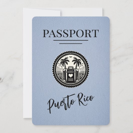 Save The Date Passeport Porto Rico bleu Dusty (Devant)