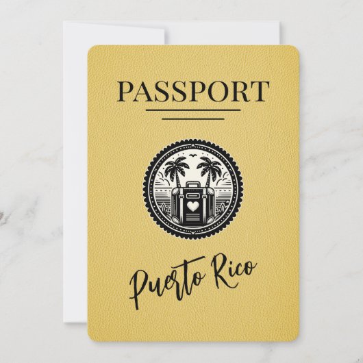 Save The Date Passeport Porto Rico jaune (Devant)