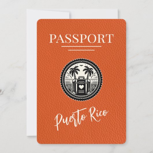 Save The Date Passeport Porto Rico Orange (Devant)