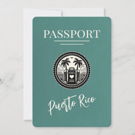 Save The Date Passeport Porto Rico Turquoise (Devant)