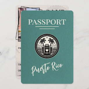 Save The Date Passeport Porto Rico Turquoise