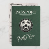 Save The Date Passeport Porto Rico vert (Devant / Derrière)