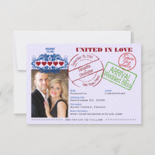 Save The Date Passeport pour aimer Amusant Destination Mariage v