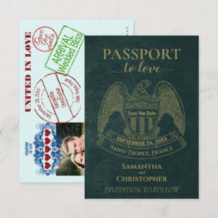 Save The Date Passeport pour l'amour Cute Fun Destination Mariag