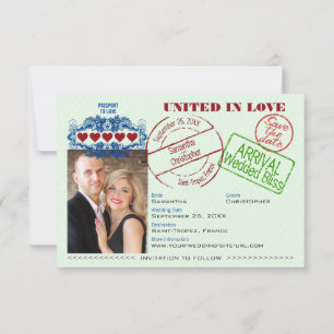 Save The Date Passeport pour une destination de mariage mignonne