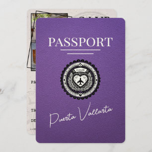 Save The Date Passeport Purple Puerta Vallarta