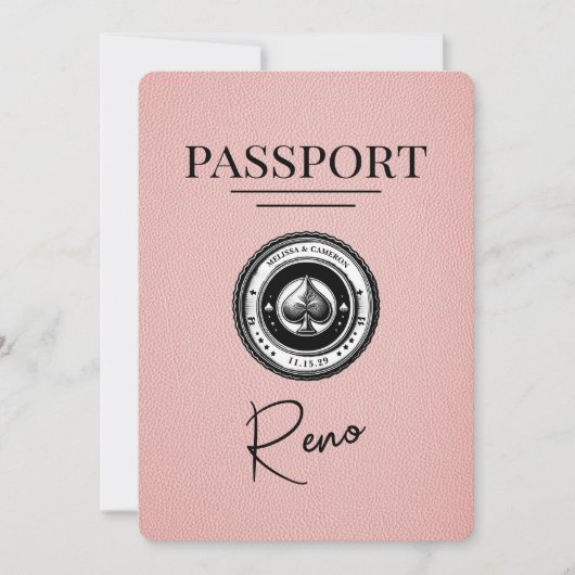Save The Date Passeport Reno Rose Enregistrer La Date (Devant)
