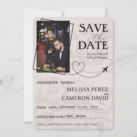 Save The Date Passeport Reno Rose Magenta Enregistrer La Date (Dos)