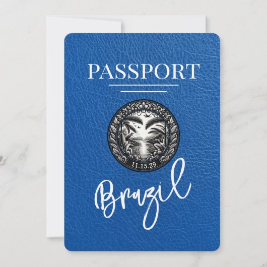 Save The Date Passeport Royal Bleu Brésil Enregistrer La Date (Devant)