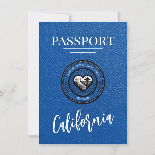 Save The Date Passeport Royal Blue California Enregistrer La Dat (Devant)