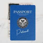Save The Date Passeport Royal Blue Pologne Enregistrer La Date (Devant / Derrière)