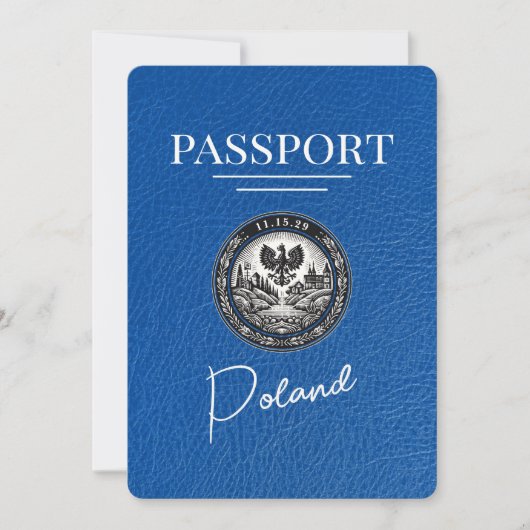 Save The Date Passeport Royal Blue Pologne Enregistrer La Date (Devant)