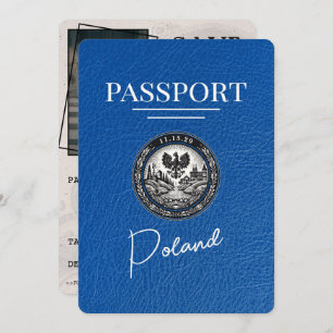 Save The Date Passeport Royal Blue Pologne Enregistrer La Date