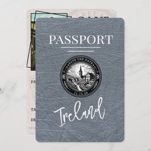 Save The Date Passeport Silver Ireland Enregistrer La Date (Devant / Derrière)