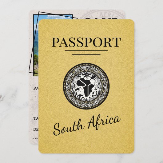 Save The Date Passeport sud-africain jaune (Devant / Derrière)