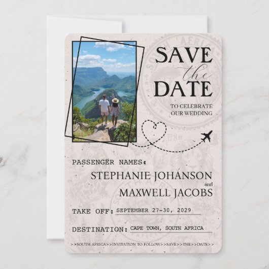 Save The Date Passeport sud-africain jaune (Dos)
