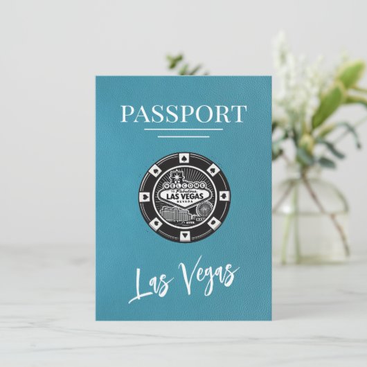 Save The Date Passeport turquoise Las Vegas Enregistrer La Date (Debout devant)
