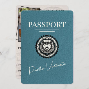 Save The Date Passeport turquoise Puerta Vallarta