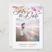 Save The Date Pastel Aquarelle Floral Photo Mariage (Devant)